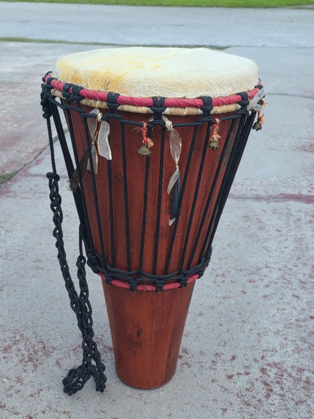 Beautiful Wooden West African Ashiko Drum-Rope Tuned Hardwood 12" X 22"
